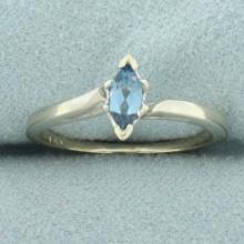Blue Zircon Solitaire Ring In 14k White Gold