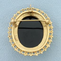 Vintage Cameo Pendant Or Pin In 14k Yellow Gold