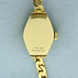Vintage Universal Geneve Womens Self Wind Wrist Watch In Solid 18k Yellow Gold