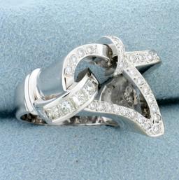 1ct Tw Diamond Abstract Design Ring In 18k White Gold