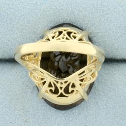 24ct Smoky Topaz Statement Ring In 14k Yellow Gold