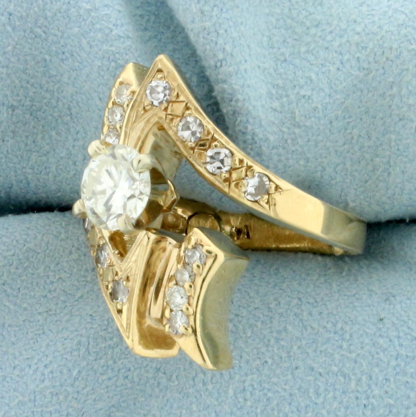 1.25ct Tw Diamond Abstract Design Ring In 14k Yellow Gold