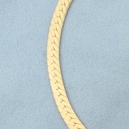 Italian Made Wide Herringbone Link Chain Necklace In 14k Yellow Gold