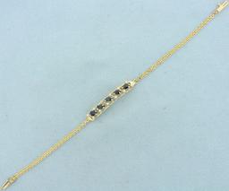 Sapphire And Diamond Bar Bracelet In 14k Yellow Gold