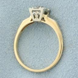 Antique Solitaire Old European Cut Diamond Engagement Ring In 14k Yellow Gold