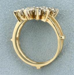 Round And Baguette Diamond Ring Jacket In 14k Yellow Gold