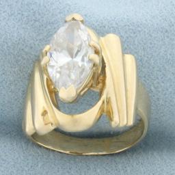 Marquise Cz Solitaire Statement Ring In 14k Yellow Gold