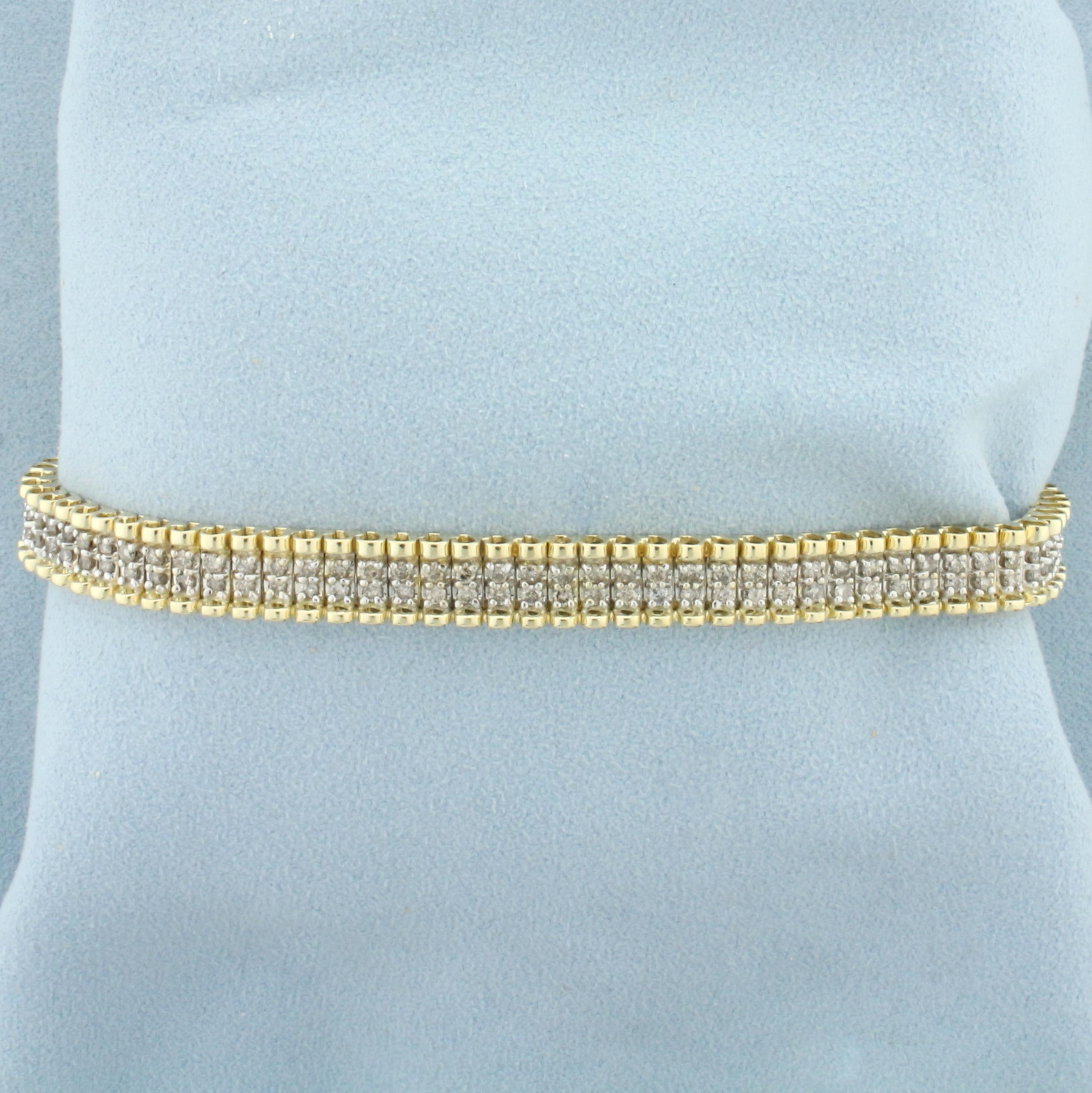 4ct Diamond Tank Track Tennis Bracelet In 14k Yellow Gold