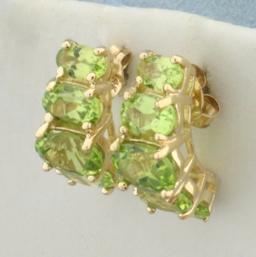 Peridot Half Hoop Earrings In 14k Yellow Gold