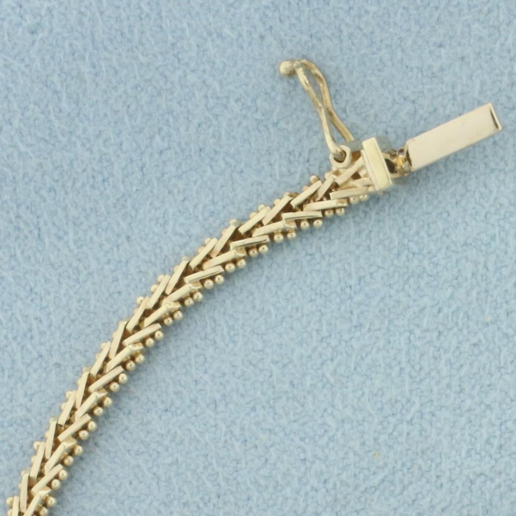 Fancy V Link Bracelet In 14k Yellow Gold