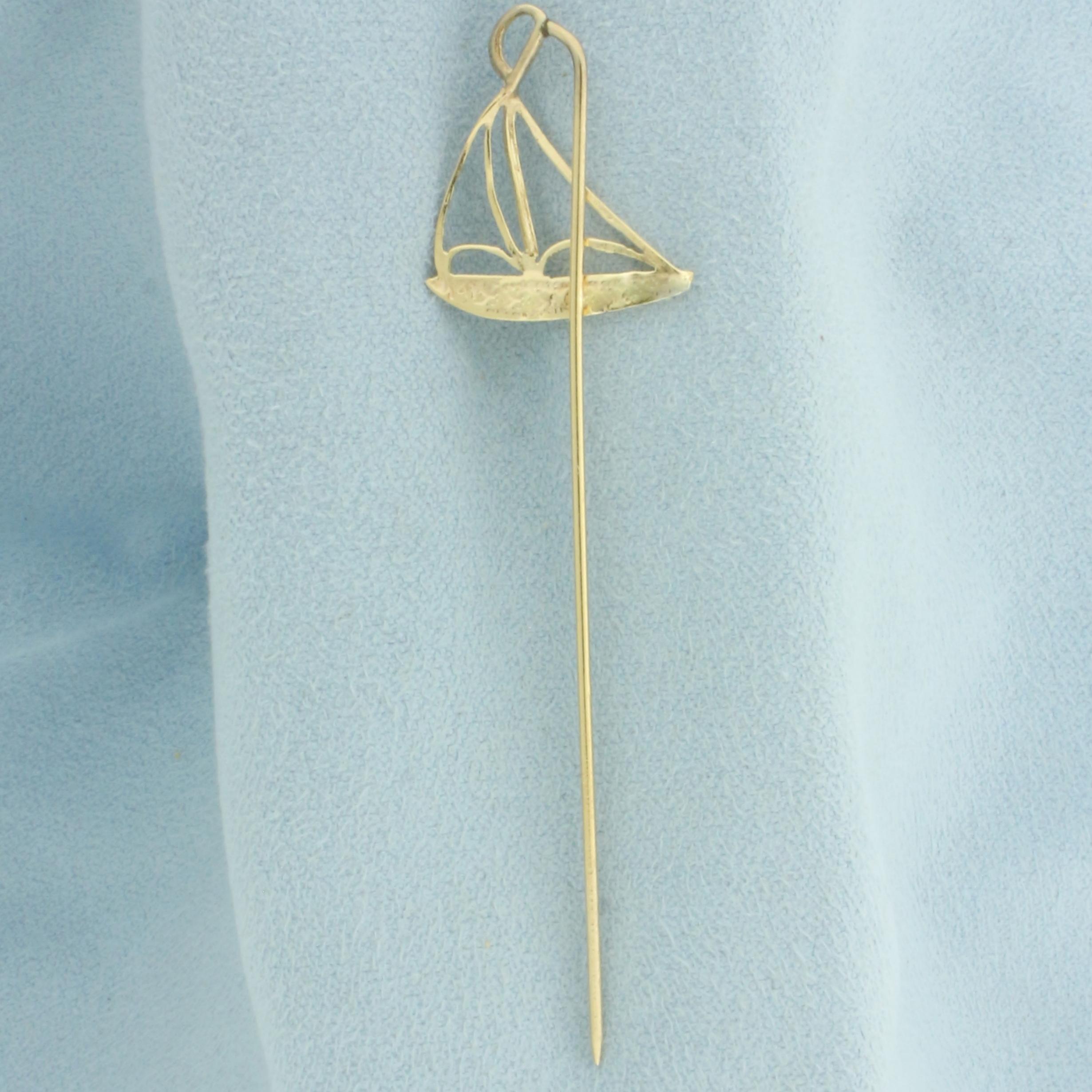 Sailboat Stick Pin In 14k Yellow Gold