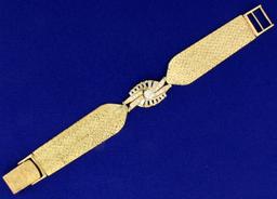 Vintage 1.5 Ct Tw Diamond Woven Mesh Style Bracelet In 14k Yellow Gold