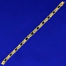 Onyx Line Bracelet In 14k Yellow Gold