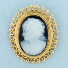 Vintage Cameo Pendant Or Pin In 14k Yellow Gold