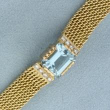 Vintage Aquamarine And Diamond Bracelet In 14k Yellow And Rose Gold