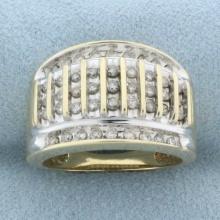 Diamond Channel Set Vertical Column Ring In 10k Yellow Gold