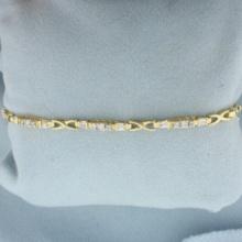 Baguette And Round Diamond Bracelet In 14k Yellow Gold