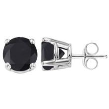 5mm Round Cut Midnight Sapphire 1.3ctw Stud Earrings In Sterling Silver
