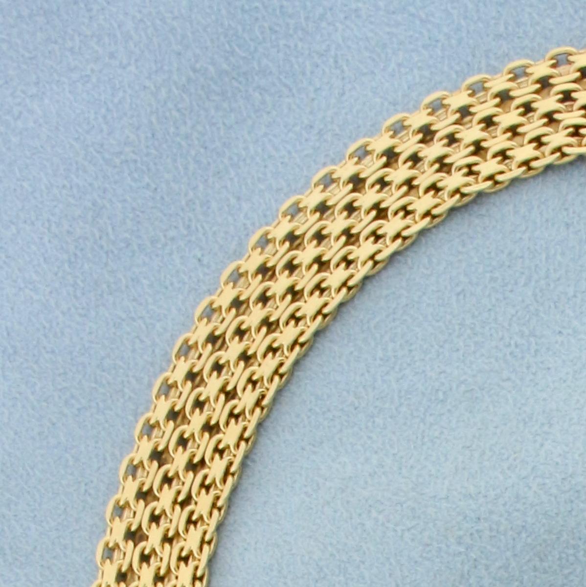Heavy Bismarck Link Tanzanite Necklace In 14k Yellow Gold