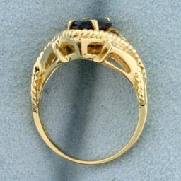 2.5ct Garnet Rope Design Ring In 14k Yellow Gold