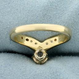 Over 1/2ct Tw V Shaped Diamond Ring In 14k Yellow Gold