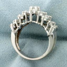 Vintage 3.5ct Tw Diamond Cluster Ring In 14k White Gold