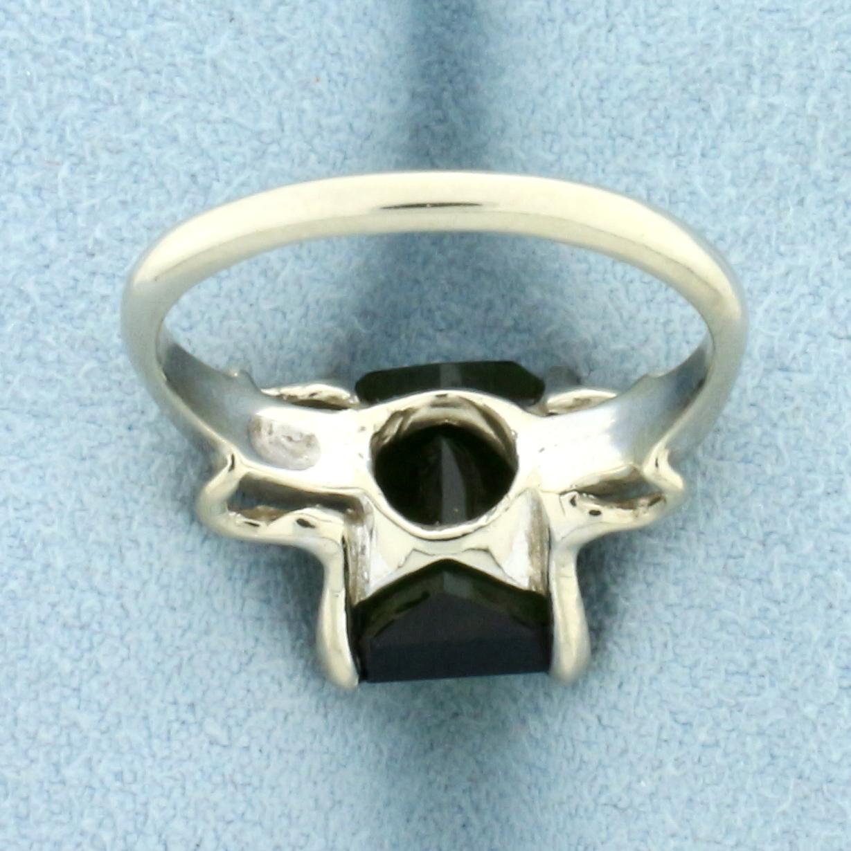 4ct Tsavorite Ring In 14k White Gold