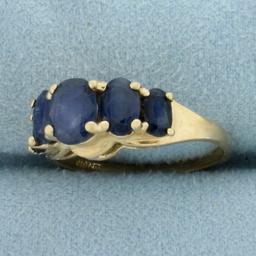 3ct Sapphire 5 Stone Ring In 14k Yellow Gold