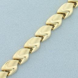 Italian High Polish And Satin Finish Puffy Link Bracelet In 14k Yellow Gold