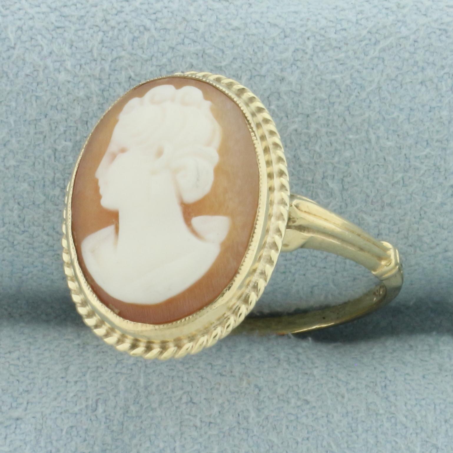 Vintage Cameo Ring In 10k Yellow Gold