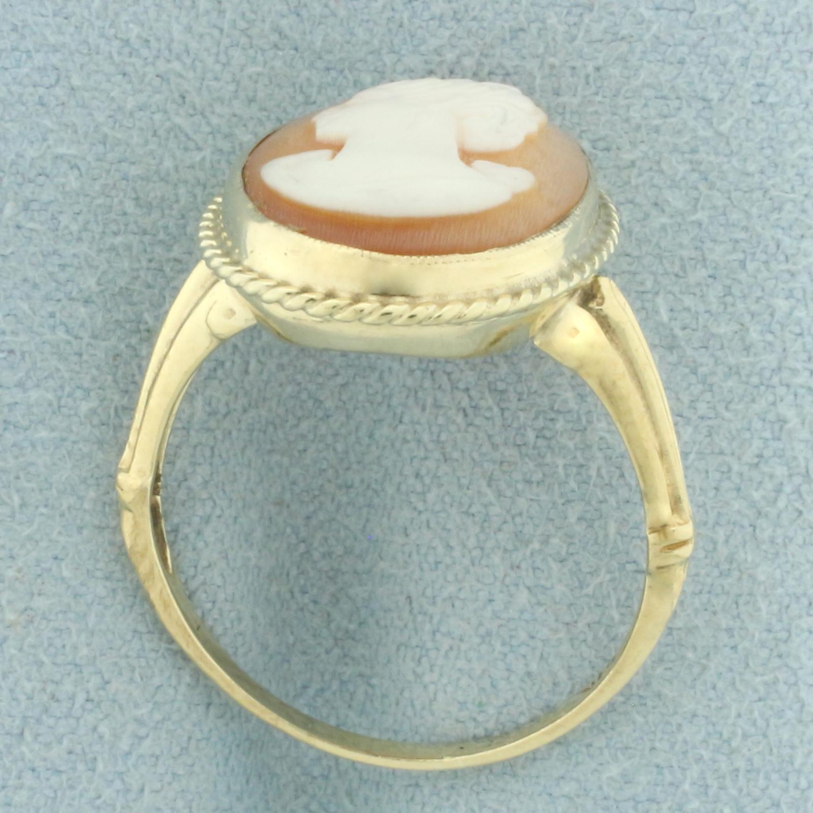 Vintage Cameo Ring In 10k Yellow Gold