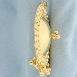 Hand Made Custom Designed Dangle Bead Statement Pendant In 22k Yellow Gold