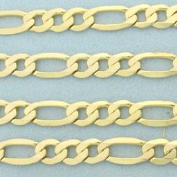 Italian 22 Inch Figaro Link Chain Necklace In 14k Yellow Gold