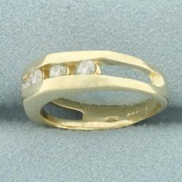 Channel Set 5 Stone Diamond Ring In 10k Yellow Gold
