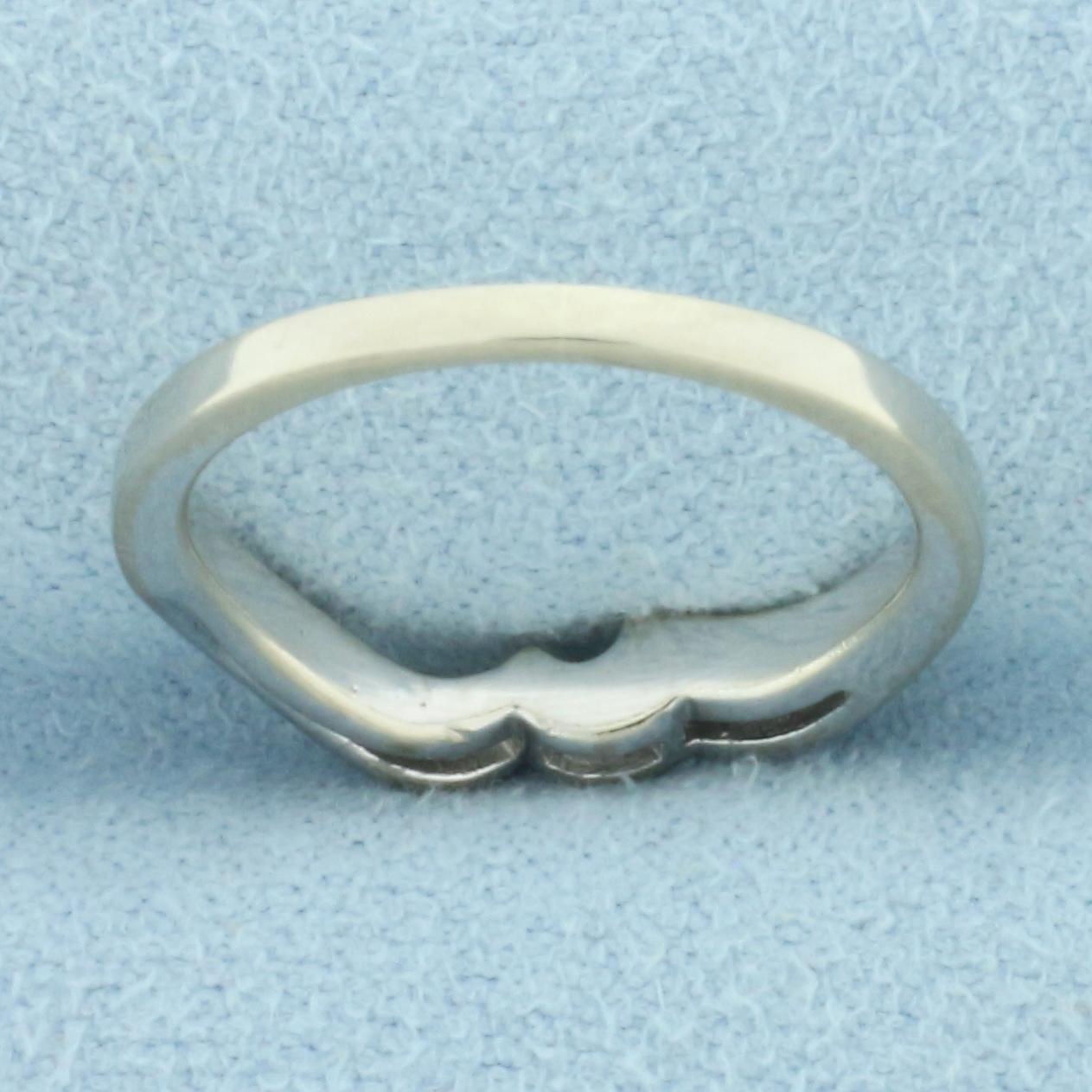 Wave Design Shadow Band Ring In 14k White Gold