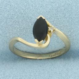 Vintage Onyx And Diamond Ring In 14k Yellow Gold