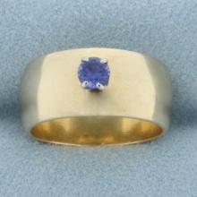 Sapphire Wide Band Ring In 14k Yellow Gold