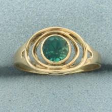 Green Topaz Collet Ring In 10k Yellow Gold