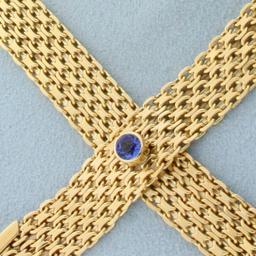 Heavy Bismarck Link Tanzanite Necklace In 14k Yellow Gold