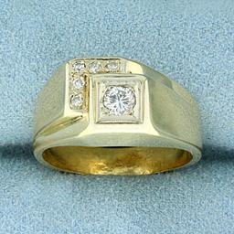 1/4ct Tw Diamond Step Design Ring In 14k Yellow Gold