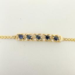 Sapphire And Diamond Bar Bracelet In 14k Yellow Gold