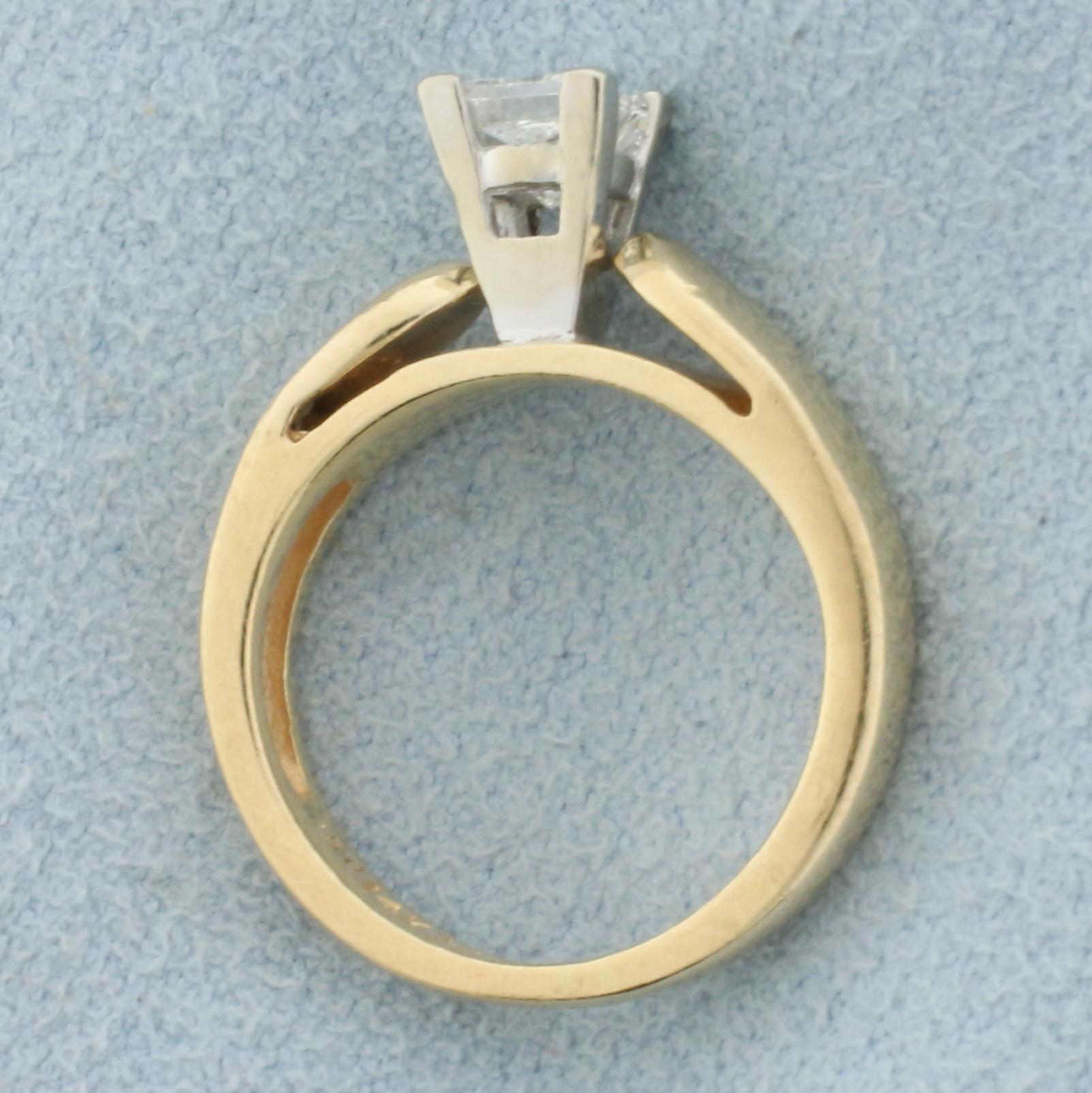 Solitaire Princess Diamond Engagement Ring In 14k Yellow Gold