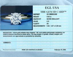 Certified Solitaire Diamond Engagement Ring In 14k White Gold