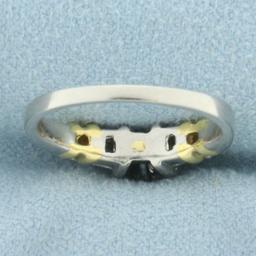 Round And Baguette Diamond Engagement Ring In 14k Yellow And White Gold