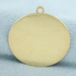 Vintage Train Locomotive Medallion Charm Or Pendant In 14k Yellow Gold