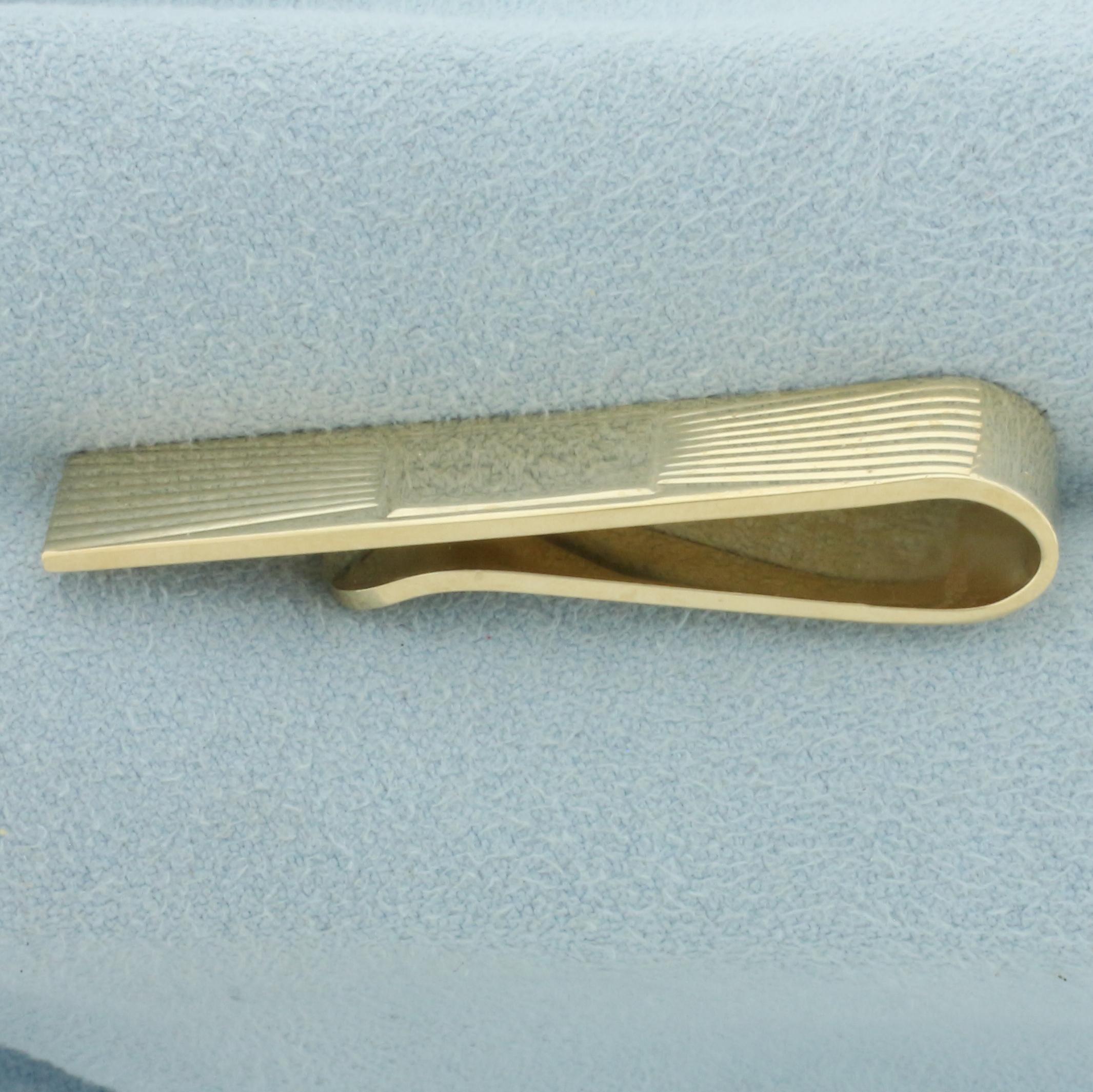 Engravable Vintage Tie Clip In 14k Yellow Gold