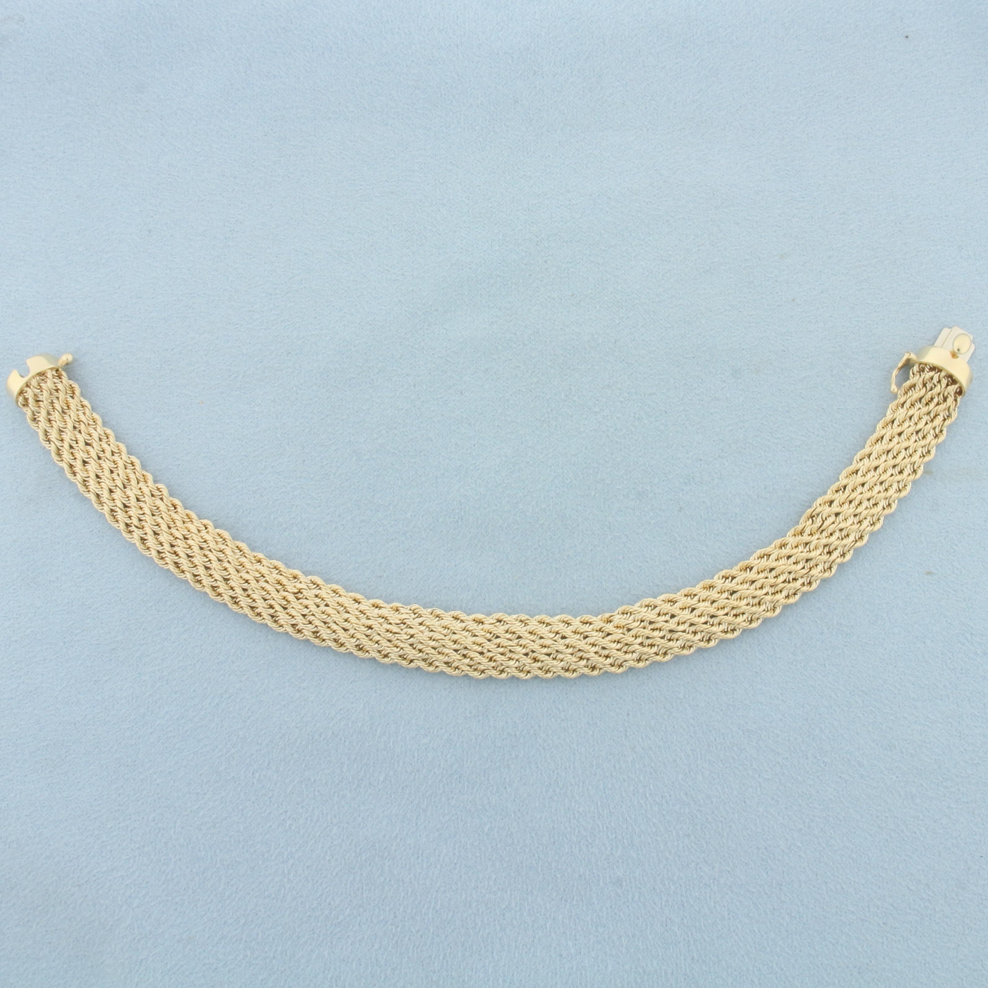 Wide Rope Link Bracelet In 14k Yellow Gold