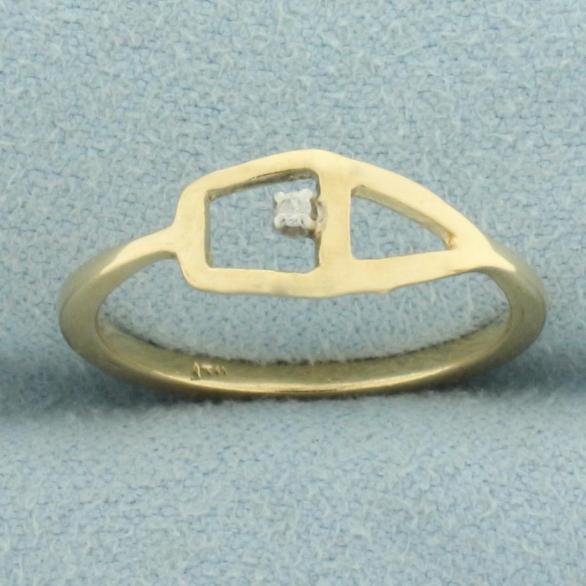 Abstract Design Diamond Ring In 14k Yellow Gold