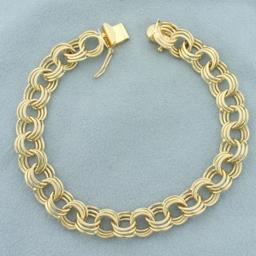 Triple Loop Charm Bracelet In 14k Yellow Gold