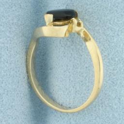 Vintage Onyx And Diamond Ring In 14k Yellow Gold